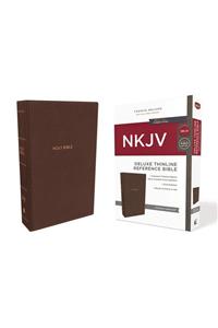 NKJV, Deluxe Thinline Reference Bible, Imitation Leather, Brown, Red Letter Edition, Comfort Print