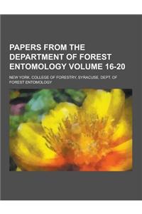 Papers from the Department of Forest Entomology Volume 16-20