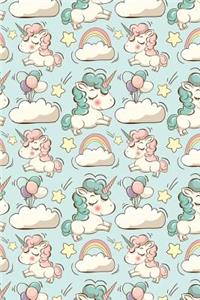 Unicorns and Rainbow Light Blue Journal