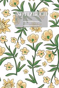 Notizbuch Garten Muster Pattern Pflanzen Blumen Pflanze Flower Blüte Gelb Grün