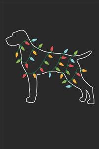 Vizsla with Christmas Lights - Christmas Notebook - Vizsla Diary - Dog Journal - Christmas Gift for Dog Lover