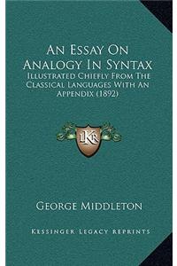 An Essay On Analogy In Syntax