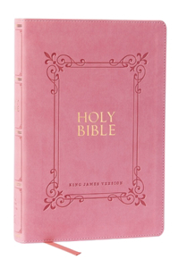 KJV Holy Bible Large Print Center-Column Reference Bible, Pink Leathersoft, 53,000 Cross References, Red Letter, Thumb Indexed, Comfort Print: King James Version