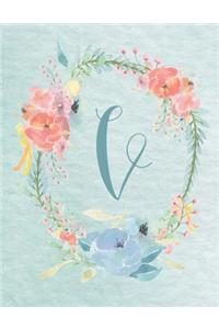 2020-2022 Calendar - Letter V - Light Blue and Pink Floral Design