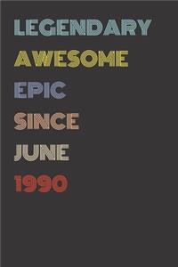 Legendary Awesome Epic Since June 1990 - Birthday Gift For 29 Year Old Men and Women Born in 1990