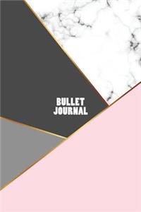 Bullet Journal: Marble + Gold Bullet Journal - 120-Page 1/4 Inch Dot Grid Notebook - 6 X 9 Marble & Gold Perfect Bound Softcover