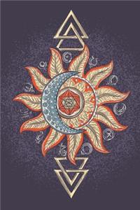 Grimoire Journal - Blank Book of Shadows: Sun & Moon Symbol Spell Book