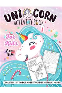 Unicorn Activity Book for Kids Ages 4-8
