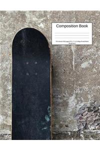 Composition Book 100 Sheets/200 Pages/8.5 X 11 In. College Ruled/ Black Skateboard