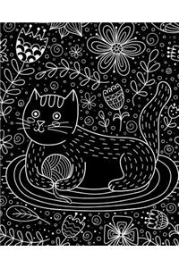 Journal Notebook Cute Cat in Flowers Pattern 1