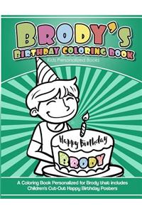 Brody's Birthday Coloring Book Kids Personalized Books