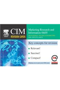 CIM Revision Cards: Marketing Research and Information 04/05