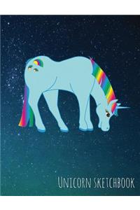 Unicorn Sketchbook - Blue Unicorn In Space