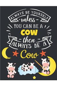 Always Be Yourself Unless You Can Be a Cow Then Always Be a Cow: Cow Gift for Cow Lovers: Motivational Farm Cow Notebook For Girls & Women to Write In - Funny Large Blank Lined Farm Animal Notebook - Beautiful Cow