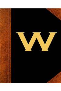 Monogram W Personalized School Composition Book Vintage Style 130 Pages