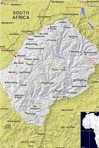 Modern Day Color Map of Lesotho in Africa Journal: Take Notes, Write Down Memories in this 150 Page Lined Journal