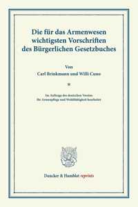 Die Fur Das Armenwesen Wichtigsten Vorschriften Des Burgerlichen Gesetzbuches