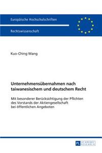 Unternehmensuebernahmen nach taiwanesischem und deutschem Recht