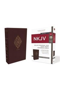 NKJV, Deluxe Reference Bible, Personal Size Giant Print, Imitation Leather, Burgundy, Indexed, Red Letter Edition, Comfort Print