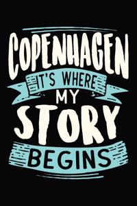 Copenhagen It's where my story begins: DIN A5 110 Seiten gepunktetes, leeres Notizbuch Inspiration Journal Reise Tagebuch Motivation Zitat Kollektion