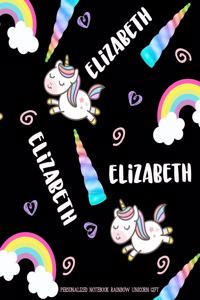 Elizabeth Personalized Notebook Rainbow Unicorn Gift