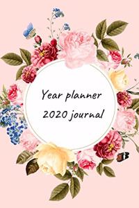 Year planner 2020 journal: Academic Calendar and Organizer 6x9 Notebook for girl to write in note and ideas