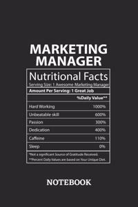 Nutritional Facts Marketing Manager Awesome Notebook