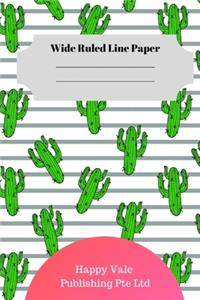 Cute Cactus Theme Wide Ruled Line Paper