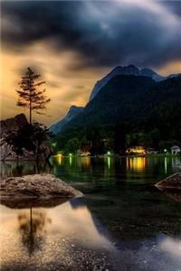Lightning Storm Over A Creek At Sunset Notebook