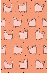 Journal Notebook For Cat Lovers - Funny Cat Pattern In Orange