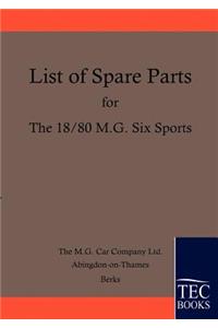 Spare Parts Lists for the 18/80 MG Six