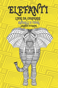 Libri da colorare - Grande stampa - Animali e fiori - Elefanti