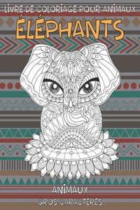 Livre de coloriage pour animaux - Gros caractères - Animaux - Éléphants