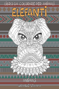 Libro da colorare per animali - Grande stampa - Animali - Elefanti