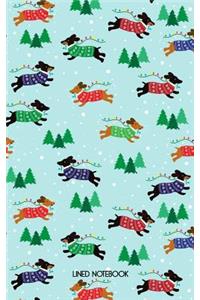 Holiday Dachshund Dogs Lined Notebook