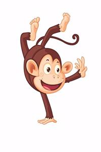 Happy Monkey Standing on Hands - Blank Lined Notebook