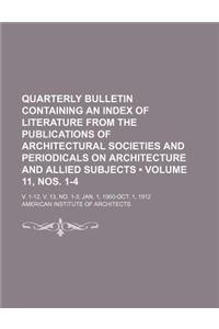 Quarterly Bulletin Containing an Index of Literature from the Publications of Architectural Societies and Periodicals on Architecture and Allied Subje