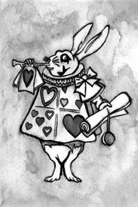 Alice in Wonderland Watercolour Journal - White Rabbit With Trumpet (Grey)