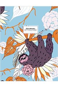 Sloth Journal: Ruled, Large, Soft Cover. Cute Animal Design in Blue and Orange (Cute Journals)