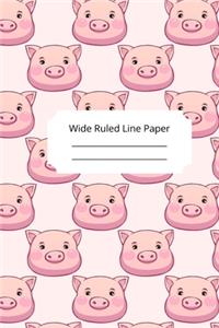 Cute Baby Pig Theme Wide Ruled Line Paper
