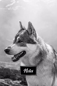Siberian Husky Huskies Dog Pup Puppy Doggie Notebook Bullet Journal Diary Composition Book Notepad - Black and White