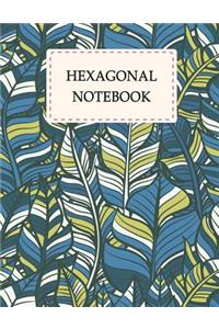 Hexagonal Notebook: Blue Leaves, 1/4 Inch Hexagons Graph Paper Notebooks 120 Pages Large Print 8.5