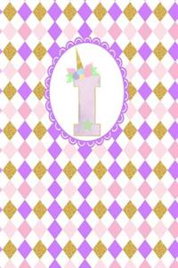 Unicorn Monogram Journal - Letter I