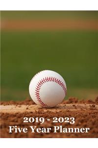 2019 - 2023 Five Year Planner: Baseball on Pitcher's Mound Cover - Includes Major U.S. Holidays and Sporting Events