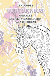 Zendoodle - Lápices y marcadores para colorear - Animales - Unicornios