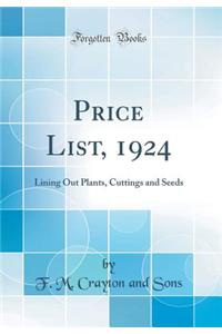 Price List, 1924