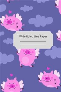 Cute Baby Pig Theme Wide Ruled Line Paper