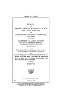 Hearing on National Defense Authorization Act for Fiscal Year 2009 and oversight of previously authorized programs before the Committee on Armed Services, House of Representatives, One Hundred Tenth Congress, second session