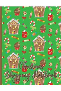 Christmas Shopping Notebook Colorful Gingerbread Houses and Candy and Cupcakes