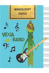 Manuscript Paper: Vega Band Blank Sheet Music Notebook, 108 Pages of Staff Paper, 12 Staves Per Page